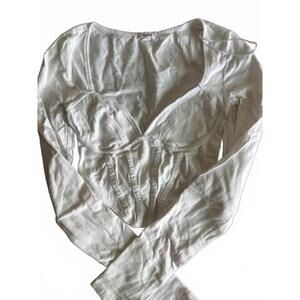 Garage White Long-Sleeve Corset Top, Size XXS